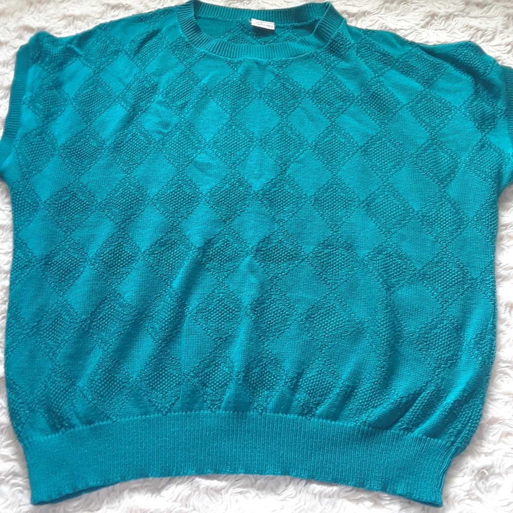 Vintage Pykettes Turquoise Short Sleeved Sweater